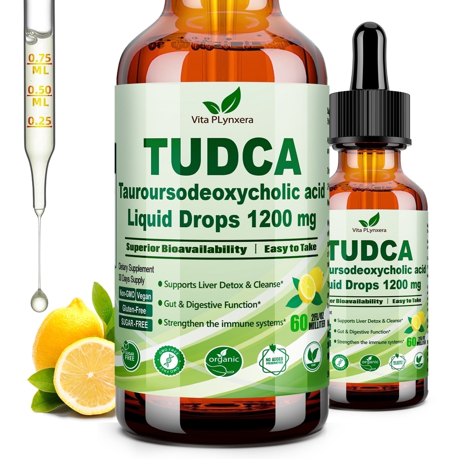 Pure TUDCA Bile Salts Liquid Drops 1200mg (Tauroursodeoxycholic Acid) Premium Liver Support, Bile Flow & Gallbladder Cleanse Supplementhigh Absorption Liquid