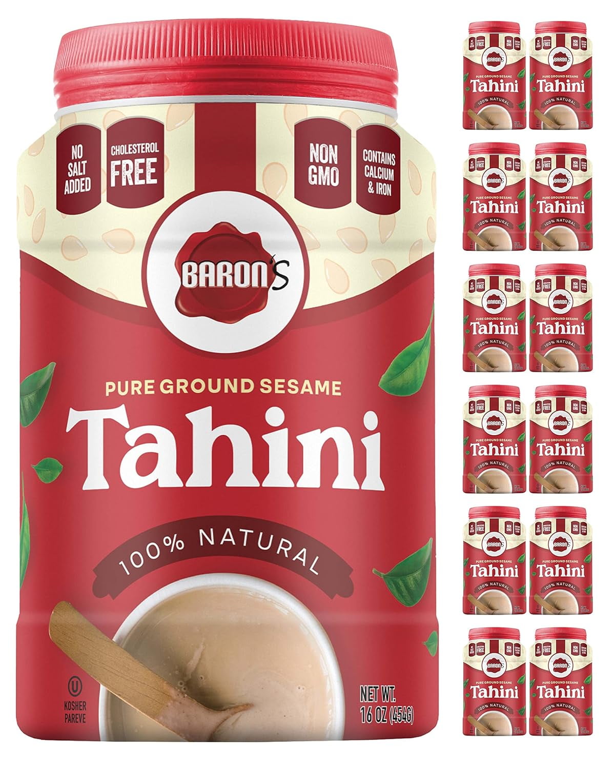 Pure Tahini Sesame Paste Rich Creamy Taste For Hummus, Dips & Baba Ghanoush Kosher, All