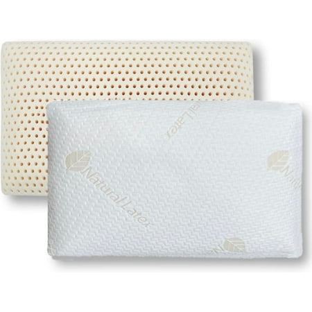 QQbed 100% Natural Talalay Latex Pillow, Medium Support with Removable Breathable Certified Cover