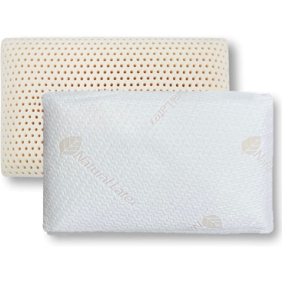 QQbed 100% Natural Talalay Latex Pillow, Medium Support with Removable Breathable Certified Cover