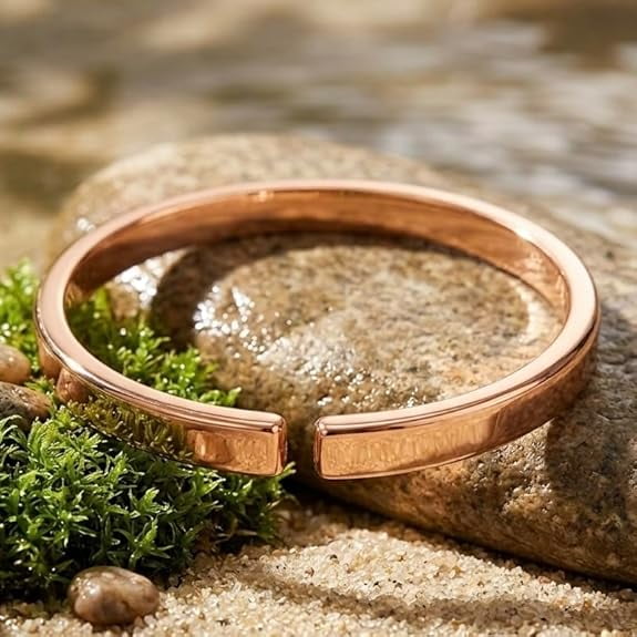 Pure Tamra 100% Pure Copper Adjustable Cuff Bracelet for Men & Women, Handmade Solid Copper Open Bangle for Daily Wear