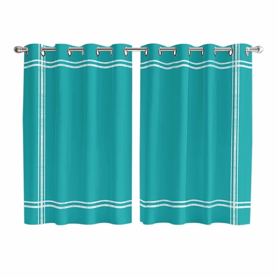 Pure Teal Green Kitchen Curtains 72 Inch Length, Simple Solid Color Grommet Top Bedroom Living Room Curtains, Light Filtering Cafe Curtain Drapes 2 Panels Set 104''x72''