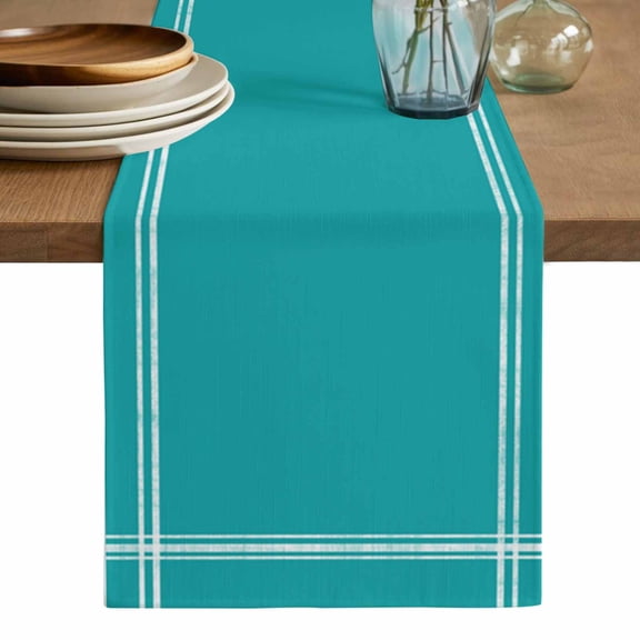 Pure Teal Green Table Runner, Simple Solid Color Washable Cotton Linen Table Runners 48 Inches Long, Dresser Scarf Runner for Nightstand/Coffee/End Tables 13''x48''