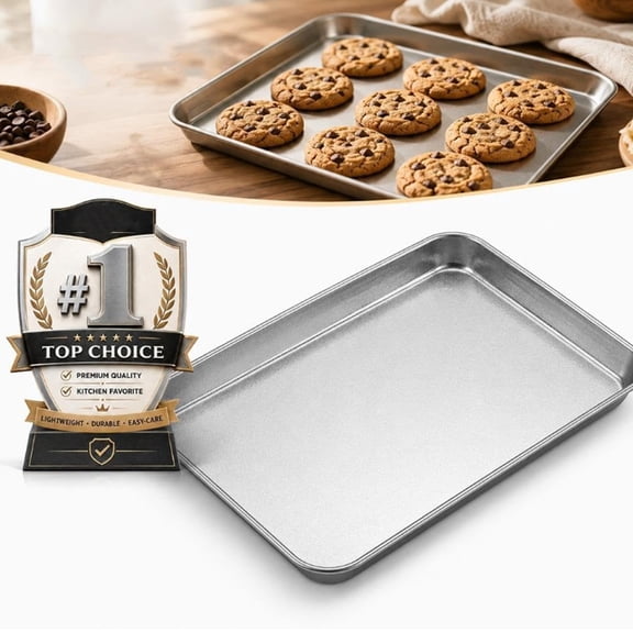 Pure Titanium Baking Sheet Pan Heavy Duty Non-Stick Cookie Sheets Oven Lightweight Rectangular Baking Tray with Raised Rim, Easy Clean for Baking Roasting Serving & Meal Prep