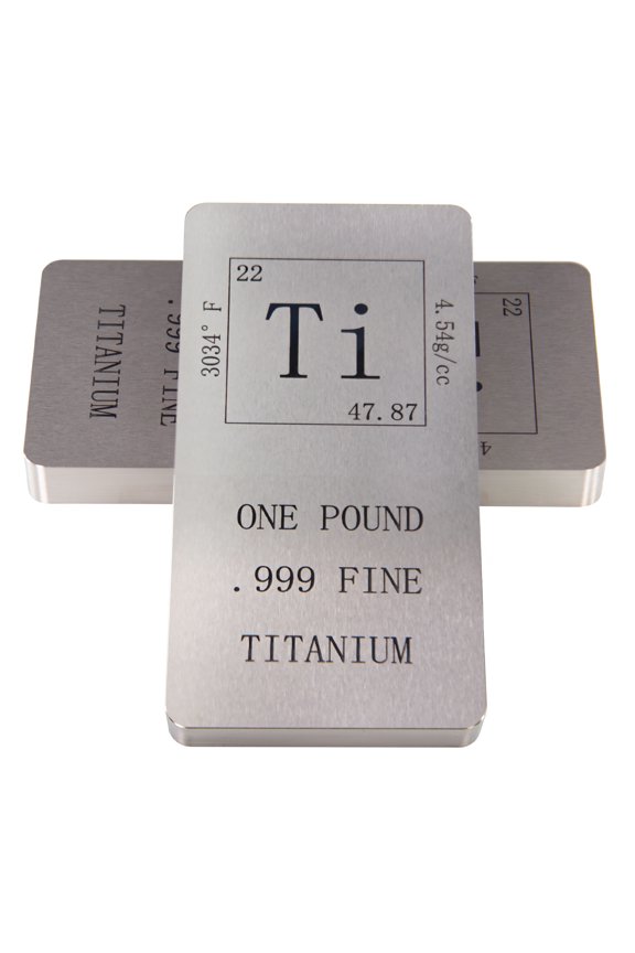 Pure Titanium Bar 1 Pound. 999 Fine Periodic Table Design Ti Element Ingot Collectible Industrial Metal Bar for Inverstment & Dispaly