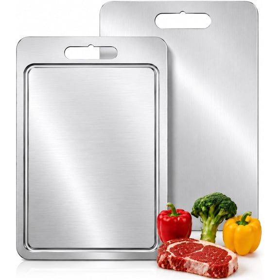 Pure Titanium Board, Double-Sided with Juice , Classic | Pure Titanium, Non-Porous Surface, Double-Sided Design, Precision , Dishwasher Safe for Daily Prep