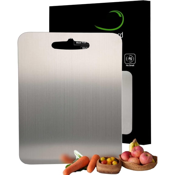 Pure Titanium Boards for Kitchen,Double Sided,Dishwasher Safe,-Grade Titanium Chopping Board for Camping & Suitable for Meat,Charcuterie,Vegetables & Fruits(M 14.2" x 9.9" x 0.06")