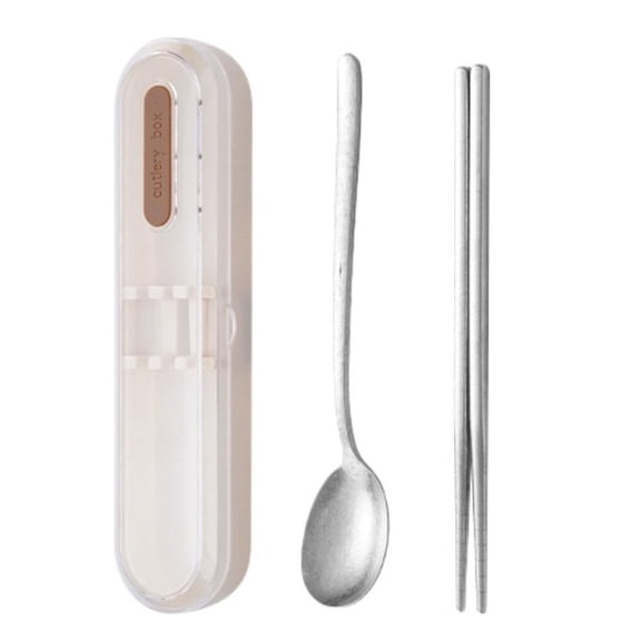 Pure Titanium Chopsticks Spoon Portable Tableware Set, Icy Crystal Anti-Bacterial 3 Pieces Cutlery for Camping Office Student Daily Use