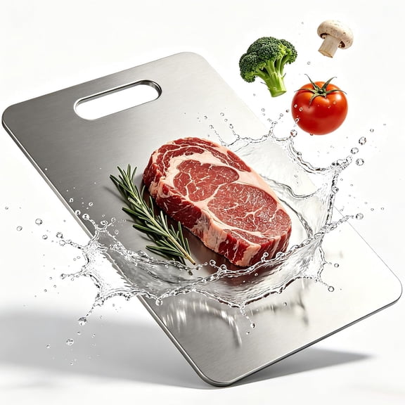 Pure Titanium Cutting Board for Kitchen, Solid Titanium Metal Cutting Board, Double Sided Chopping Board for Meat, Vegetables & Fruit, Dishwasher Safe, Easy to Clean, 14.2" x 9.8"