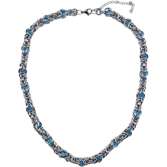 Pure Titanium Double Link Necklace,Curb Chain Necklace,Sapphire Setting Necklace,Solid Titanium Hip Hop Necklace