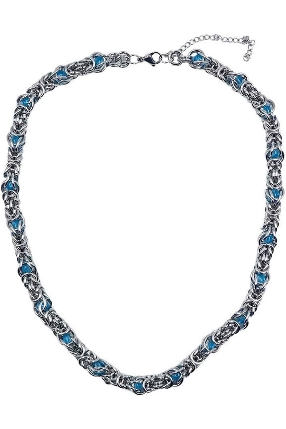 Pure Titanium Double Link Necklace,Curb Cuban Chain Necklace,Sapphire Setting Necklace,Solid Titanium