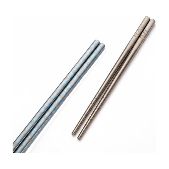 Pure Titanium Half Square Chopsticks for Home Dining and Camping