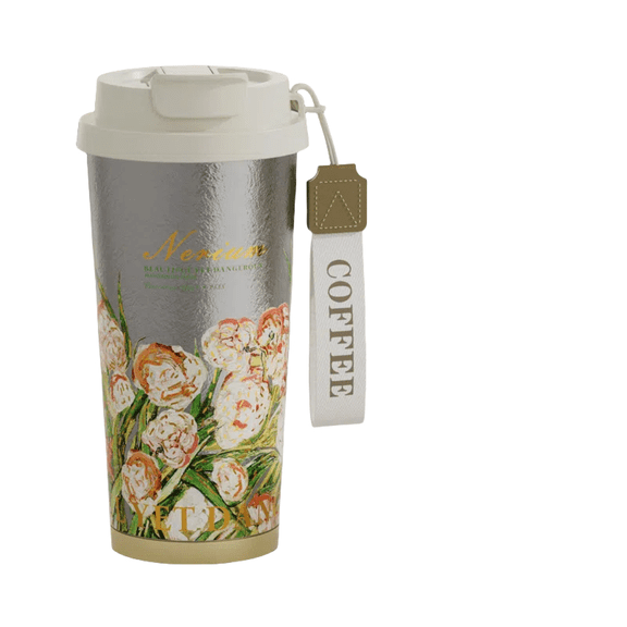 Pure Titanium Insulated Cup, Portable with Carrying Strap, Pop-up Straw, Outdoor Sports Water Bottle/17.6 Oz