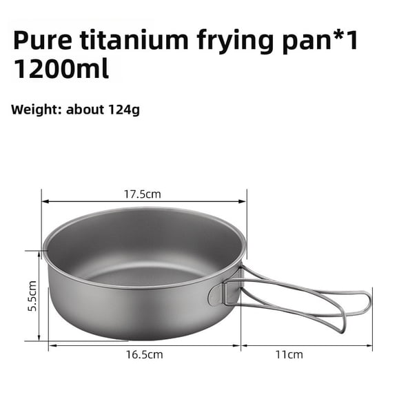 Pure Titanium Outdoor Cookware Set Frying Pan Camping Cooking Set Foldable Lightweight Portable Soup Pot Frying Pan Cooking Pot Set
