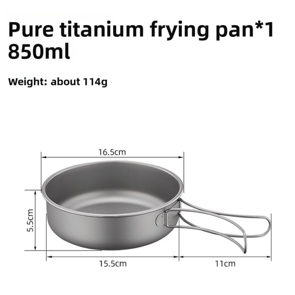 Pure Titanium Outdoor Cookware Set Frying Pan Camping Cooking Set Foldable Lightweight Portable Soup Pot Frying Pan Cooking Pot Set