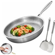 Titanium Pan, Titanium Hammered Non-Stick Frying Pan with Lid - No Coating Cookware for All Stovetops, Induction, Gas, Electric - Home Titanium Cookware Without lid, 11.81