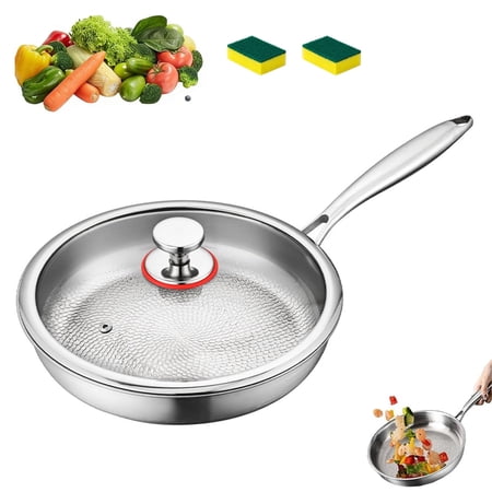 Pure Titanium Pans For Cooking, Upgraded Titanium Cookware Pan, Hammered Lightweight Non-Stick without Coating, Scratch-Resistant Durable Frying Pans