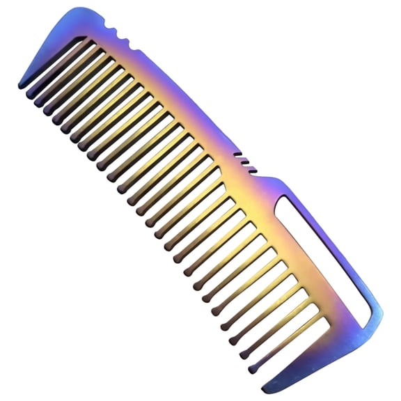 Pure Titanium Pocket Comb, Anti Static Mini Hair Comb, Rust Proof Metal Comb, Gradient Blue, Lightweight Portable 3.9 in / 10 cm, Ideal for Hair and Beard Styling