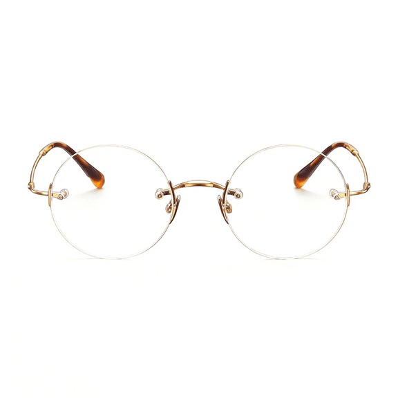 Pure Titanium Rimless Round Glasses Frame Ultra-light Retro Frameless Eyewear for Men Women 45mm