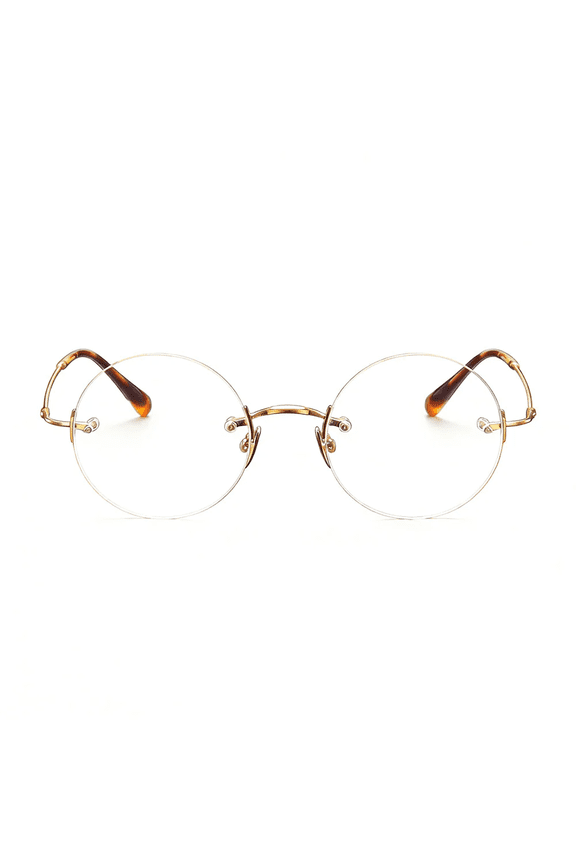 Pure Titanium Rimless Round Glasses Frame Ultra-light Retro Frameless Eyewear for Men Women 45mm