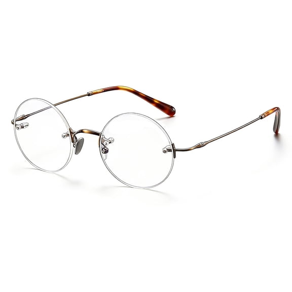 Pure Titanium Rimless Round Glasses Frame Ultra-light Retro Frameless Eyewear for Men Women 45mm