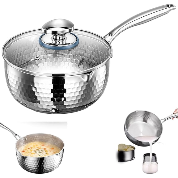Pure Titanium Saucepan With Lid 7.1 in Premium Healthy Nonstick Pot for Induction Gas and Electric Stove Soup Making