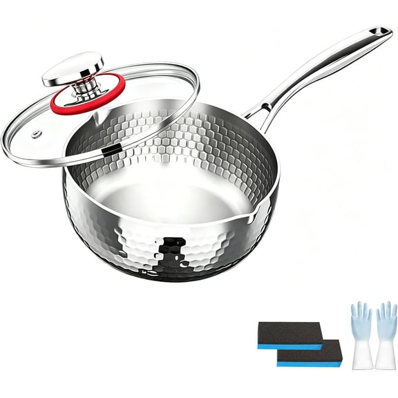 Pure Titanium Saucepan With Lid Ultra-Durable Scratch-Resistant Metal Cookware for Professional Restaurant