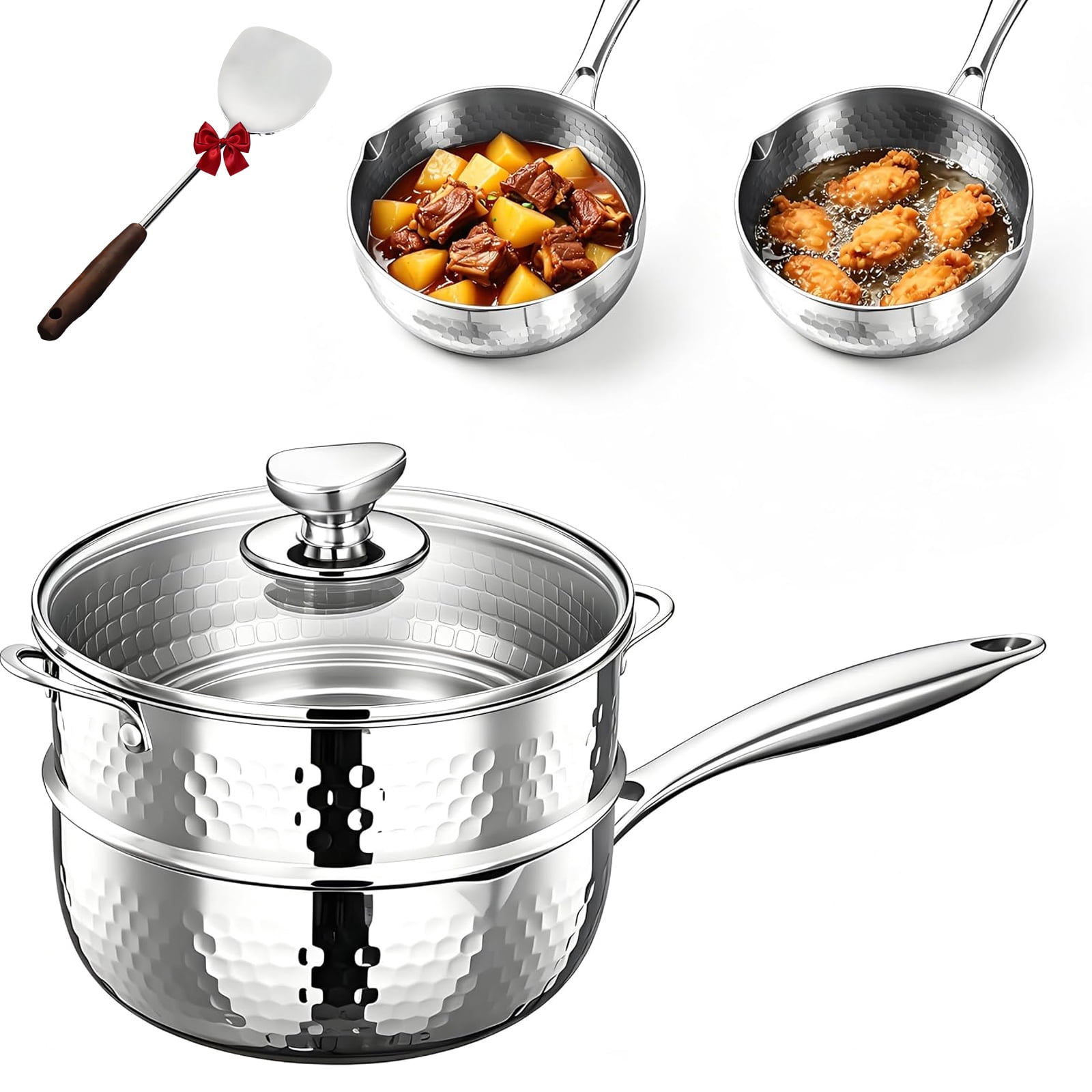 Pur Titanium Pure Titanium Saucepan with Lid, Non-Stick Pan with Lid/Steamer, Fast ...
