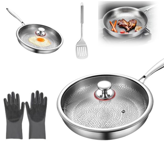 Pure Titanium Skillet, Titanium 12 Inch Frying Pan, 2026 Upgrade to 100% Titaniums Pan with Lid, Chemical-Free, Cooktops Up To 750F& Kitchen Induction Compatible