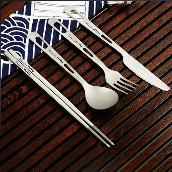 Pure Titanium Tableware Set Household Frosted Knife And Fork Spoon Chopsticks