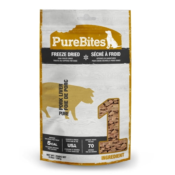 PureBites Freeze Dried Pork Liver Dog Treats, 1 Ingredient, 3.5oz