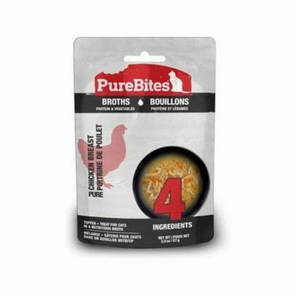 Pure Treats 789178 2 oz Cat Broths Chicken & Vegetables Food Topping Cat Treat - 18 Count