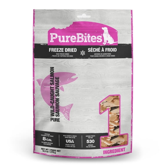PureBites Salmon Freeze Dried Dog Treats, 1 Ingredient, 9.5oz