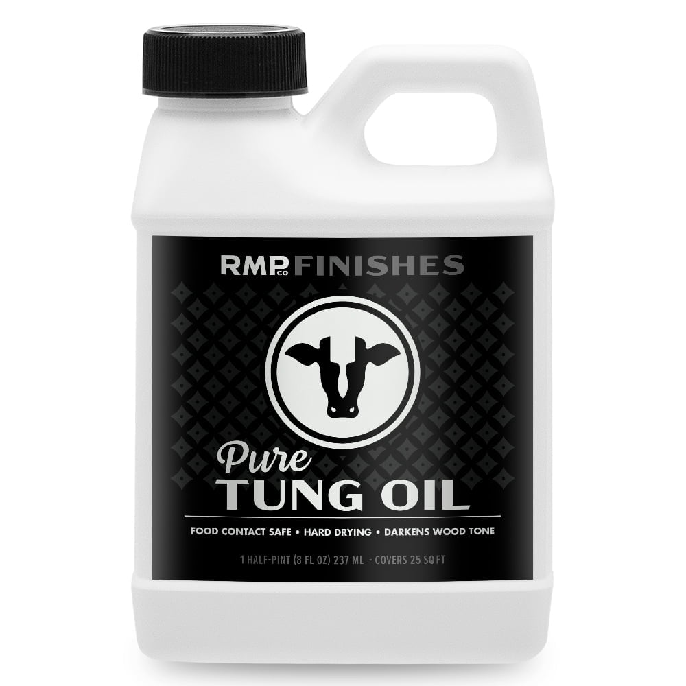 RMP Finishes Pure Tung Oil for Wood Finishing, Cutting Boards, Outdoor Furniture, Butcher Blocks, Wooden Flooring, Food Grade, Waterproof, 8 oz.
