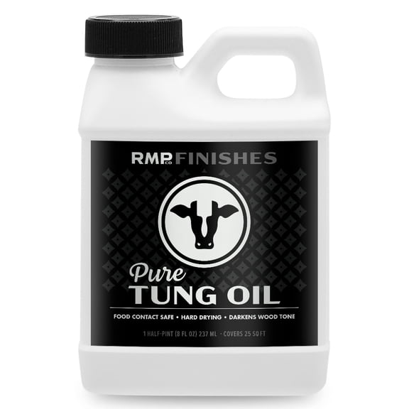 RMP Finishes Pure Tung Oil for Wood Finishing, Cutting Boards, Outdoor Furniture, Butcher Blocks, Wooden Flooring, Food Grade, Waterproof, 8 oz.