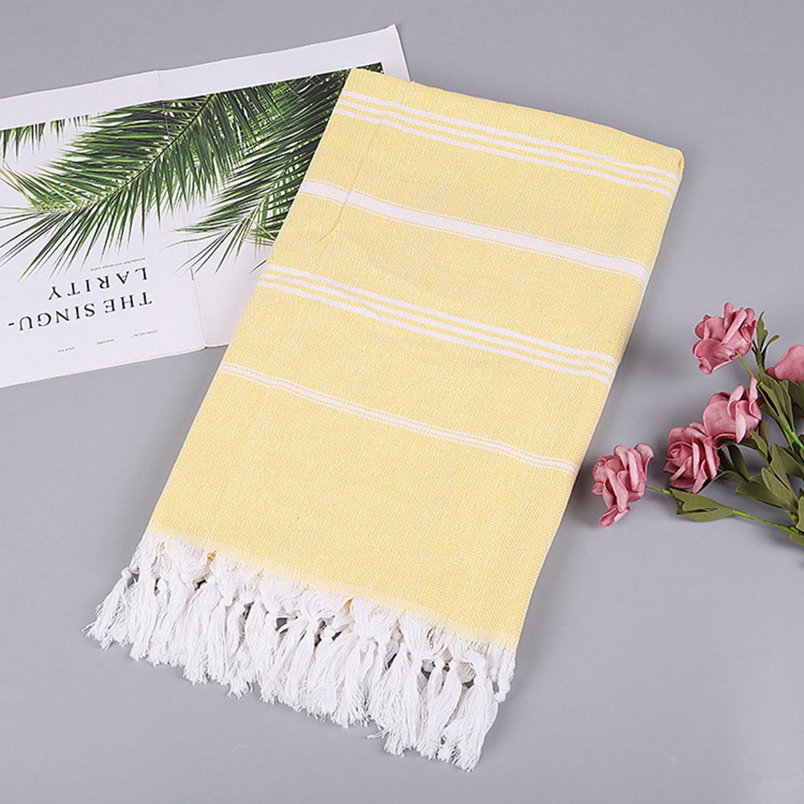 Pure Turkish Non Stick Sand Tassel Beach Towel Adult Outdoor Shawl ...