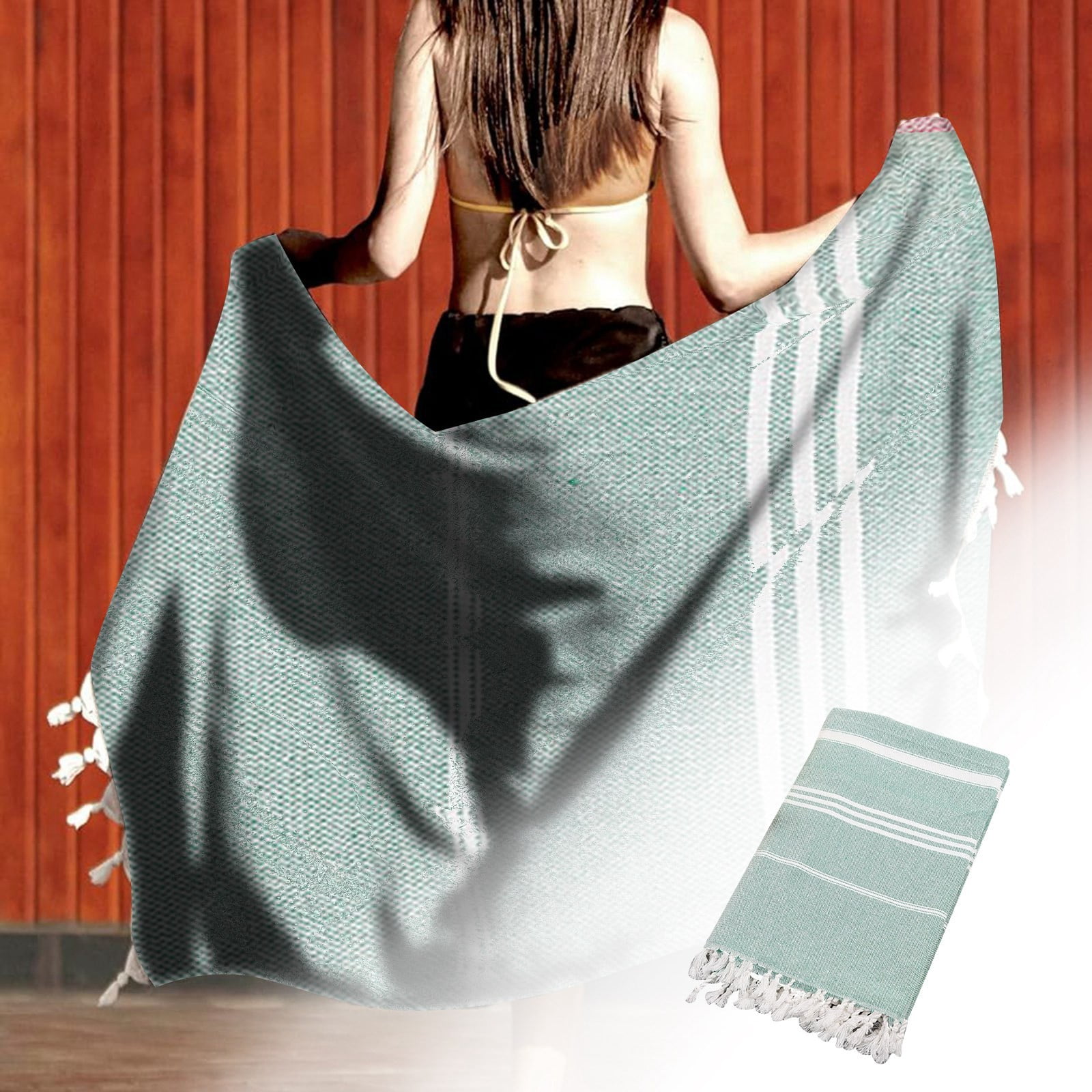 Pure Turkish Non Stick Sand Tassel Beach Towel Adult Outdoor Shawl ...