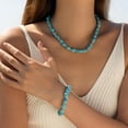 thumbnail image 1 of Pure Turquoise Stone Necklace And Pure Turquoise Bracelet,Set Of 2, 1 of 7