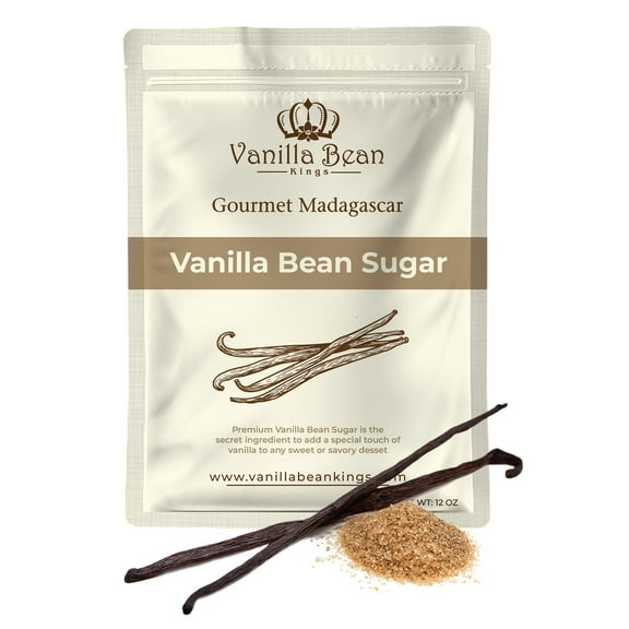 Pure Vanilla Bean Sugar - Made with Real Madagascar Vanilla Pods & Pure Cane Sugar - For Cooking, Baking, & Additional Flavoring - A Sweet Substitute for Extract, Paste, and Beans - 12 OZ