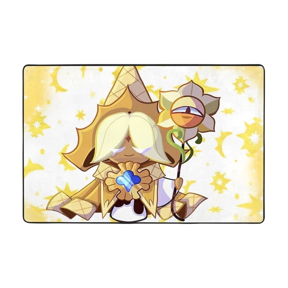 Pure Vanilla Cookie Run Area Rugs 36 x 24 in Washable Cover Floor Mat Memory Foam Carpet Non-Slip Indoor Rug Carpet Bathroom Decor Kitchen Bedroom