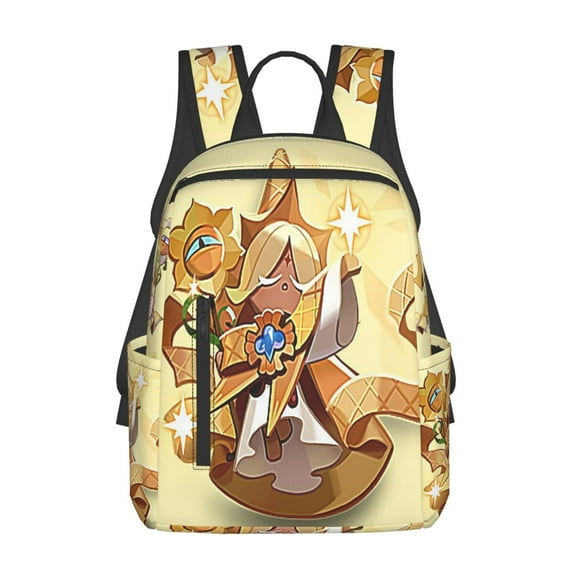 Pure Vanilla Cookie Run Casual Backpacks Lightweight Backpack Shoulder Bag Camping Travel Daypack Bookbag