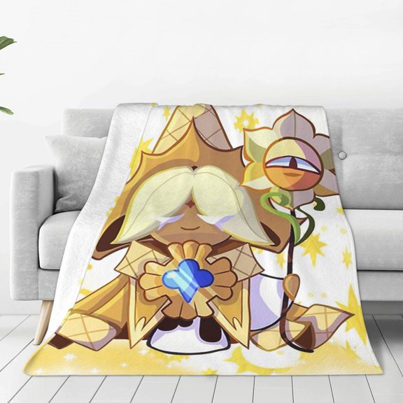 Pure Vanilla Cookie Run Soft Micro Fleece Cozy Throw Blanket Lightweight Fuzzy Flannel Blankets Sofa Decor Gifts