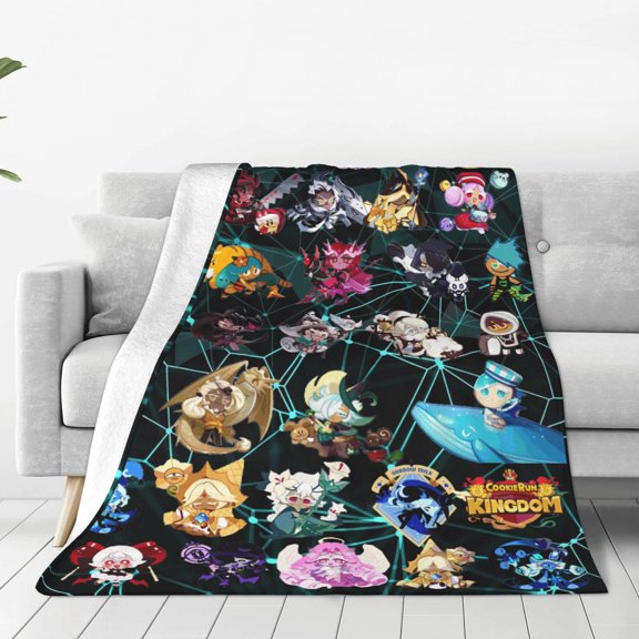 Pure Vanilla Cookie Run Soft Micro Fleece Cozy Throw Blanket Lightweight Fuzzy Flannel Blankets Sofa Decor Gifts
