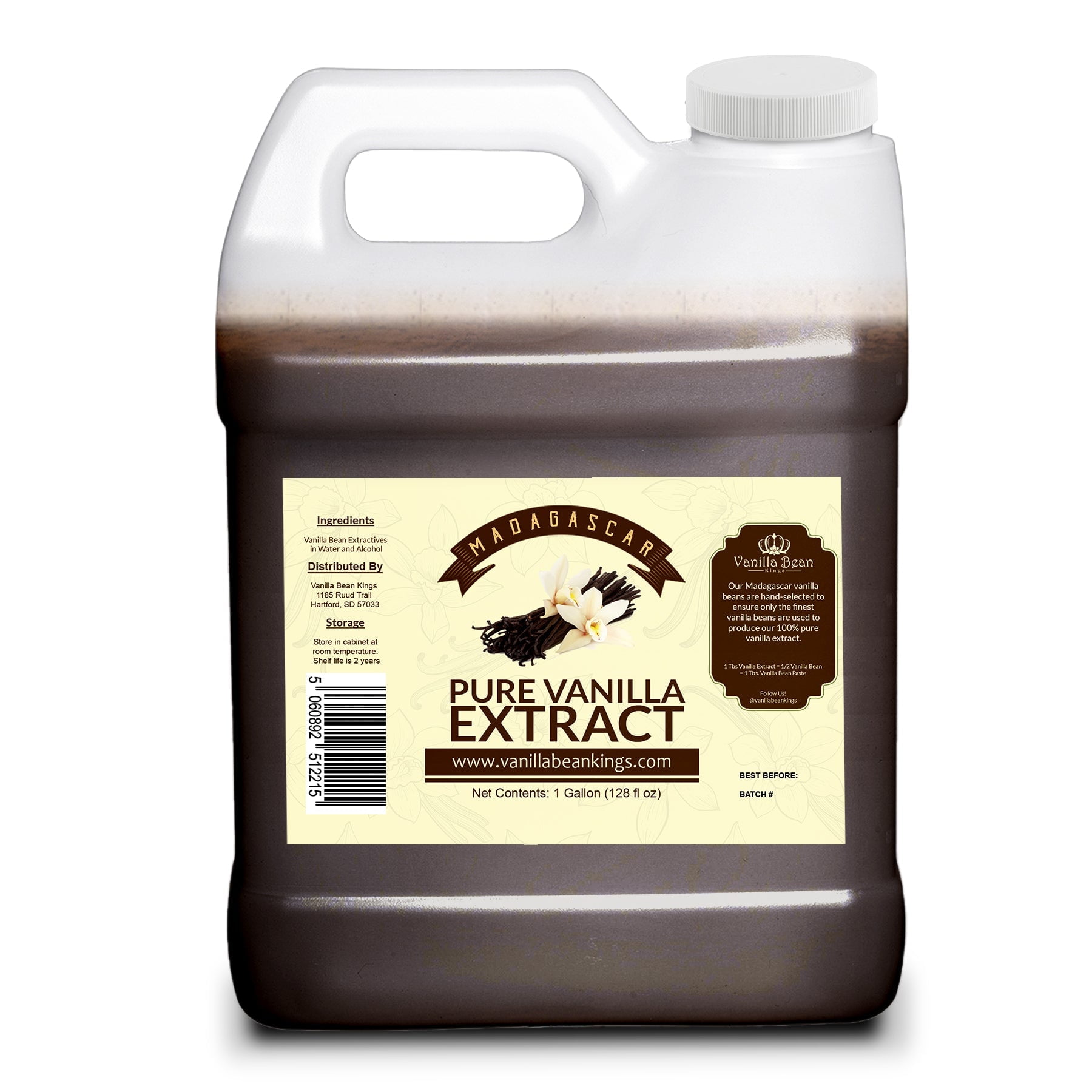 Organic Vanilla Extract - Made with Madagascar Vanilla Beans – For Baking, Desserts, Home Cooking and Chefs - 10 GALLONS