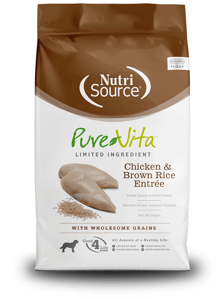 NutriSource Pure Vita Dry Dog Food, Chicken and Brown Rice, 25LB