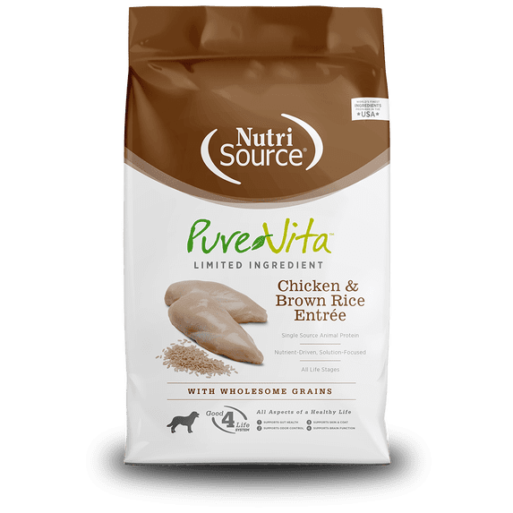 NutriSource Pure Vita Dry Dog Food, Chicken and Brown Rice, 25LB