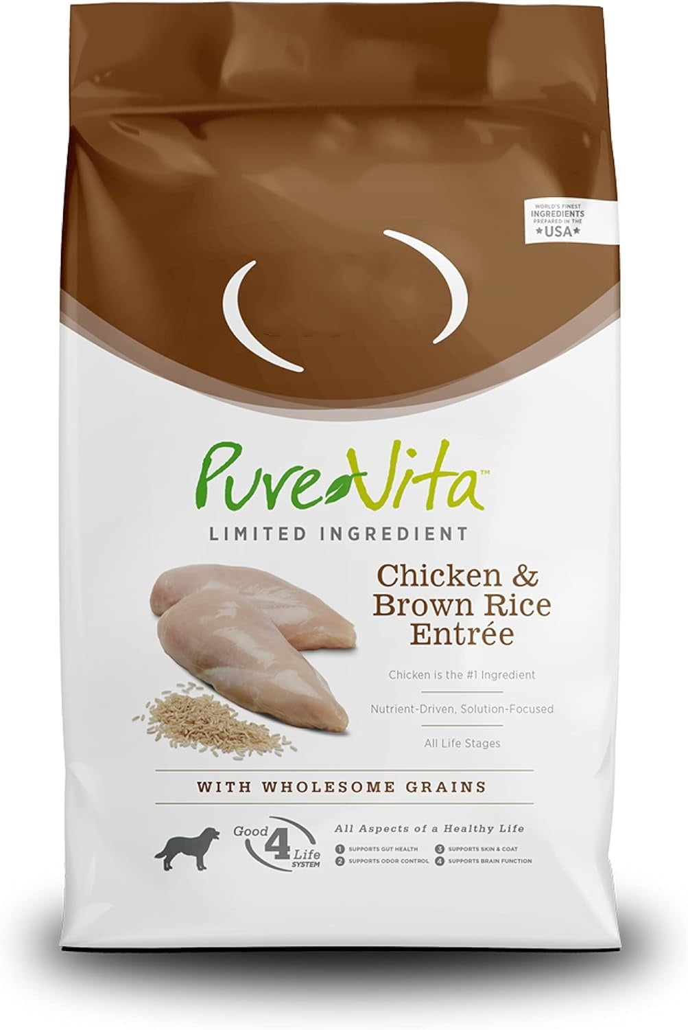 Pure Vita Dog Food, Made with Chicken and Brown Rice, with Wholesome