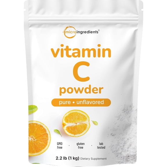 Micro Ingredients Pure Vitamin C Powder, 2.2lbs (1kg) | Unflavored Ascorbic Acid Supplements | Non-GMO, Gluten Free