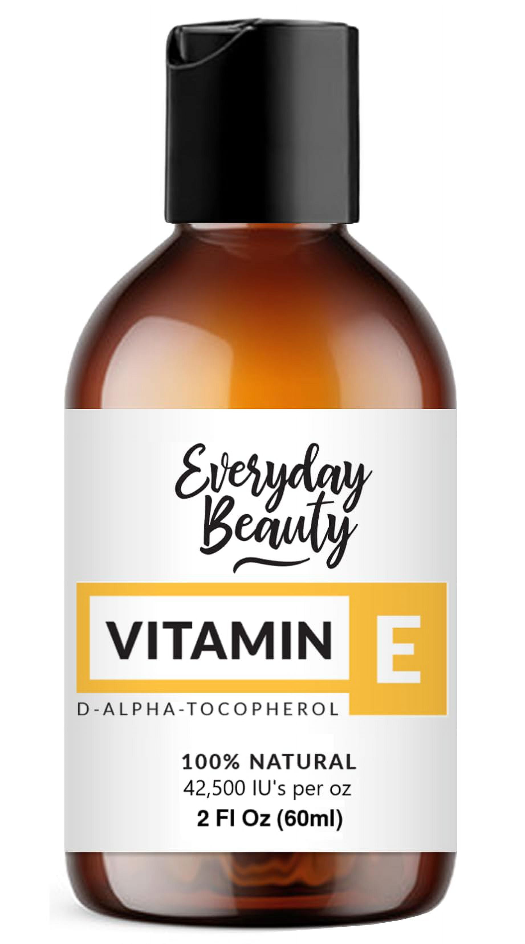 Pure Vitamin E Oil - D-Alpha Tocopherol 100% Pure & All Natural 2oz 42,500 IU per oz - Thick, Amber Color, Nutty Aroma - From Wheat Germ -Face Body Hair -DIY Cosmetics & After Surgery Scars