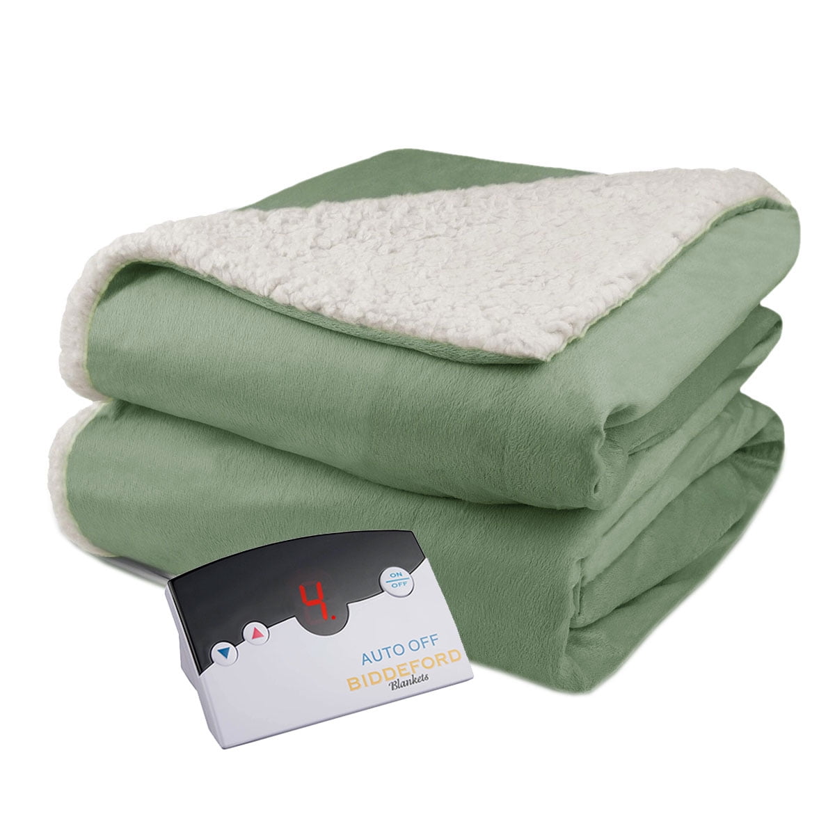 Pure Warmth Micro Mink and Sherpa Electric Heated Blanket Full Sage Walmart